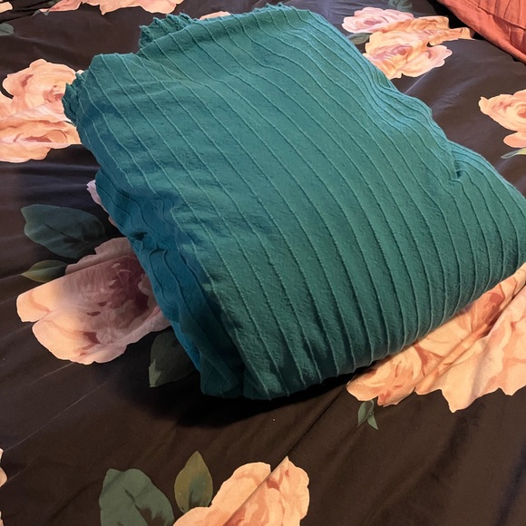 Teal Textured Ribbed Lightweight Blanket~100% Cotton~ King or Cal King - Picture 14 of 15